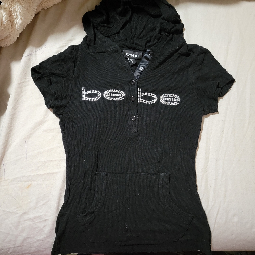 Bebe Hooded Logo Top - S